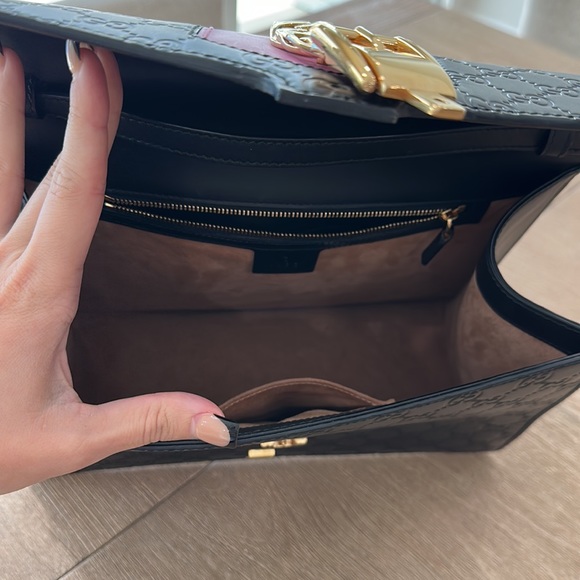 Gucci Sylvie Guccissima Pink and Black top handle bag - Picture 6 of 8